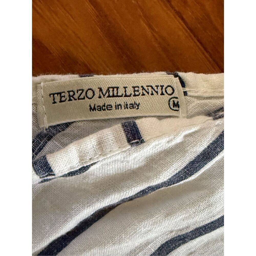 Terzo Millennio Linen Striped Midi Slip Dress Made in Italy Size M - Picture 10 of 11